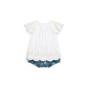 Polo Ralph Lauren Kids Eyelet Cotton Jersey Top Bloomer Set (Infant) (Darla Bow